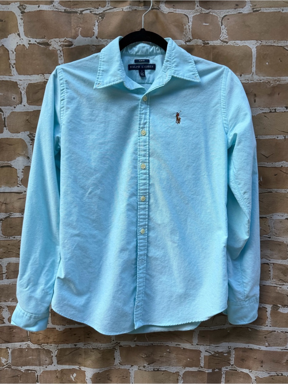 Vtg 90s Polo Ralph Lauren size 6 blue label turquoise Button-Down Oxford Shirt - Picture 2 of 6